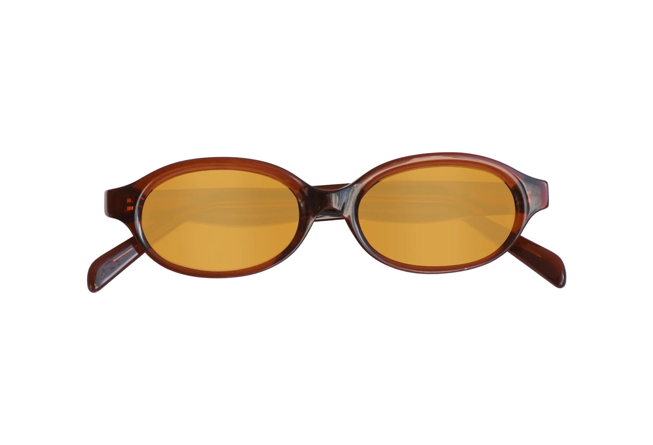 Óculos-de-sol-de-bio-acetato-oval-pequeno-Bru-Âmbar-foco