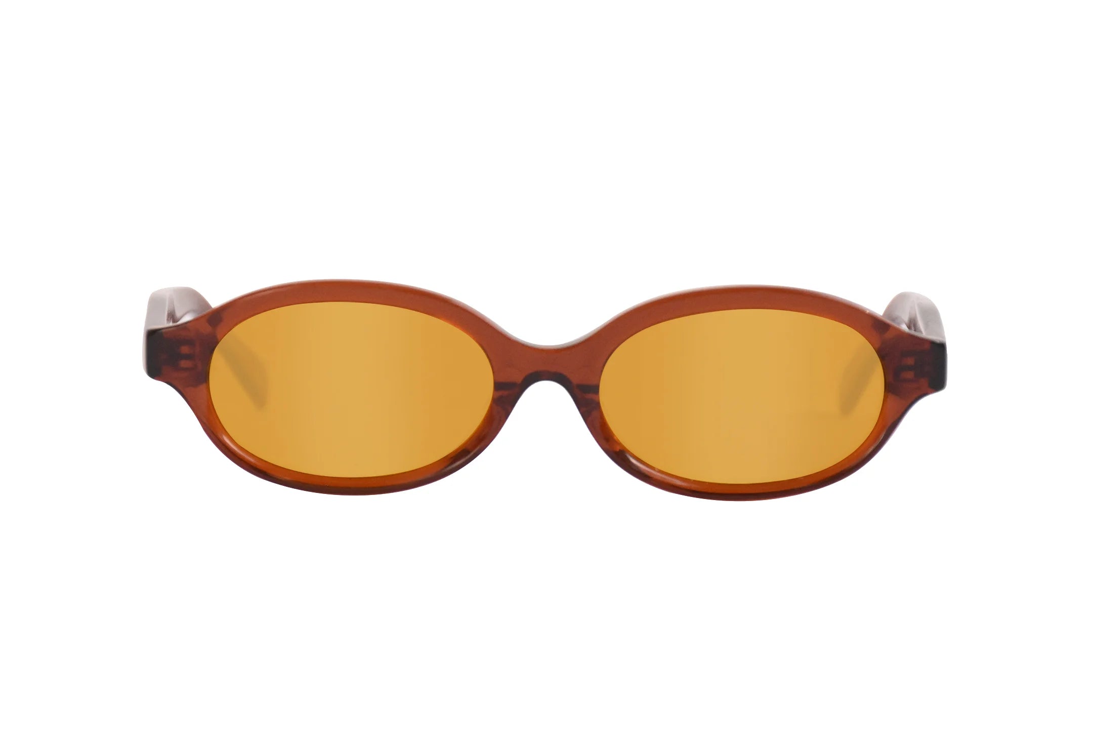 Óculos-de-sol-de-bio-acetato-oval-pequeno-Bru-Âmbar-Frente